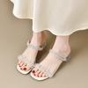 Fashion 2025 New Wear Summer  Sandals Women's Mid Heel Roman  Slip-On High Heel Outdoor Casual Slip-On Sandals