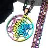Yoga Hindu Buddhism 7 Chakra Stainless Steel Necklace Sacred Geometry Angel Seal Metatron Symbol Necklace Jewelry Cadenas Mujer