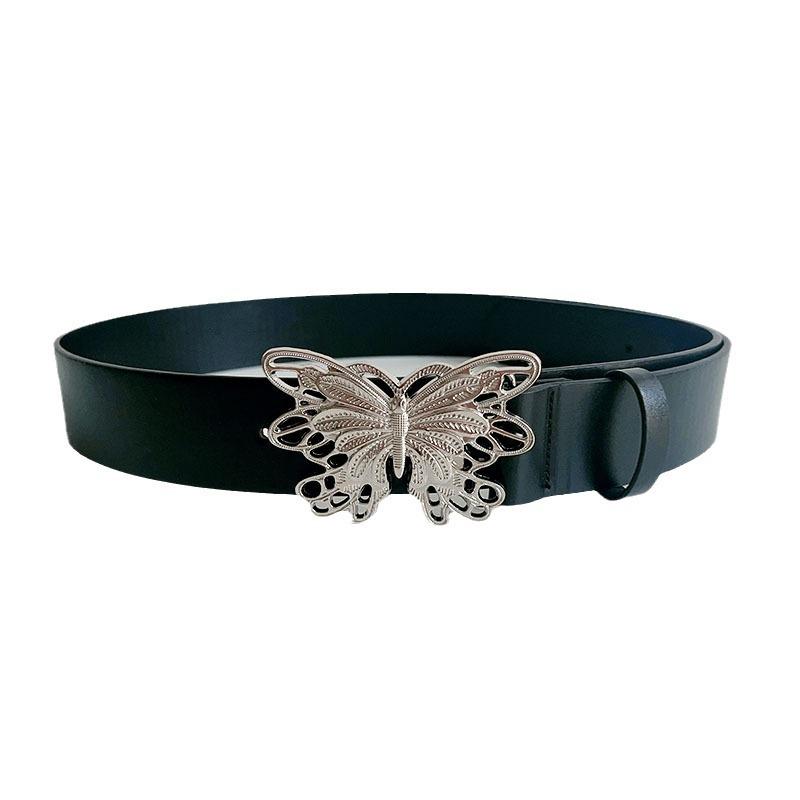

Metal Butterfly Buckle Belt Female Hip Hop Punk Style Belt Decorative Student Jeans Belt Black Tide 105 чёрный