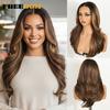 FREEDOM Synthetic Lace Front Wigs For Black Women Natural Wavy Ombre Brown 6x4 Pre Plucked Pre Cut Wear And Go Glueless Lace Wig