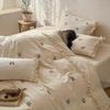 Spring/Summer Floral Embroidered Pure Cotton Linen 4-Piece Set - Soft, Skin-Friendly, 100% Cotton