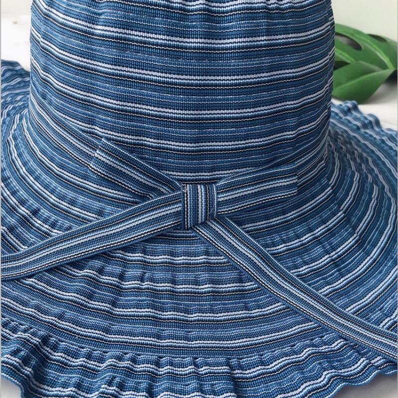 Pălărie de Soare cu Bor Larg cu Protecție UV pentru Femei, Pălărie Bucket Pliabilă de Exterior de Vară cu Dungi, Pălării de Pescar, Pălării Panama