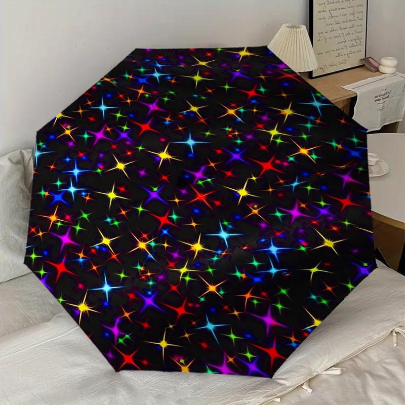 1 st Stjärnor Färgstarkt Mönster Paraplydesign Automatiskt Öppnings- och Stängningsparaply, Högkvalitativt Reseparaply, Lätt och Bärbart, -78
