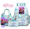 4Pcs/set Cartoon K-Pop Demon Hunters Printed Backpack Handbag Pencil Case with 750Ml Water Bottler for Teenager Boy Girl Large Capacity Schoolbag