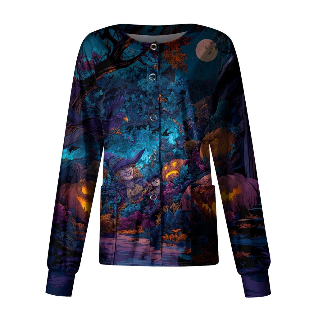Women's Casual Long Sleeve Single Breasted  Printed Dry-nurse Top