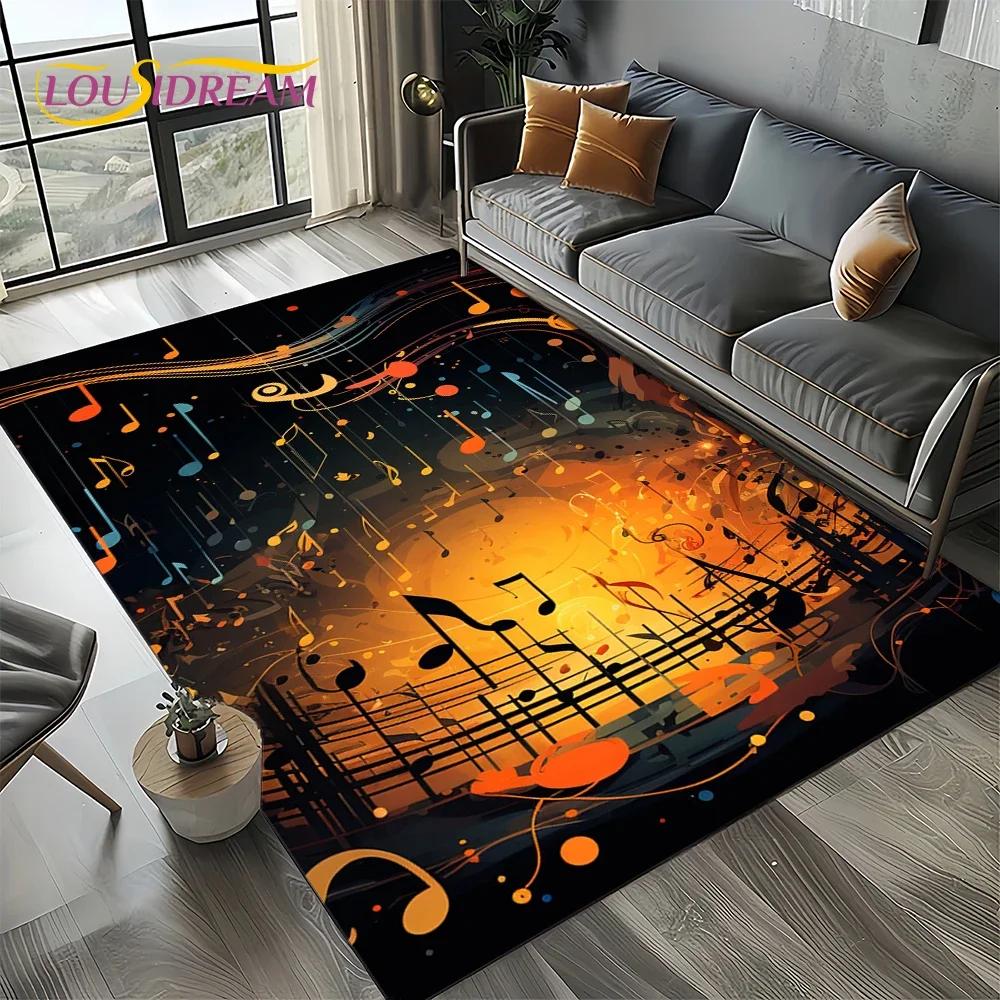 Dream Note Music Colorful Musical Score Cartoon Carpet Rug for Living Room Bedroom Home Sofa Decoration,Kid Non-slip Floor Mat