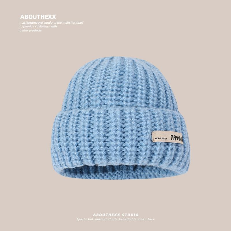 New Loose Knitted Hat for Women In Autumn and Winter Face Showing Small Wool Hat Personalized Letters Warm Cold Hat Couple Pullover Hat