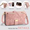 3 in 1 Floral Geprägte PU Leder Crossbody Handyhülle für iPhone/Samsung 6 Kartenfächer + Reißverschluss-Münzfach + Ständer & Abnehmbarer Langer Schultergurt