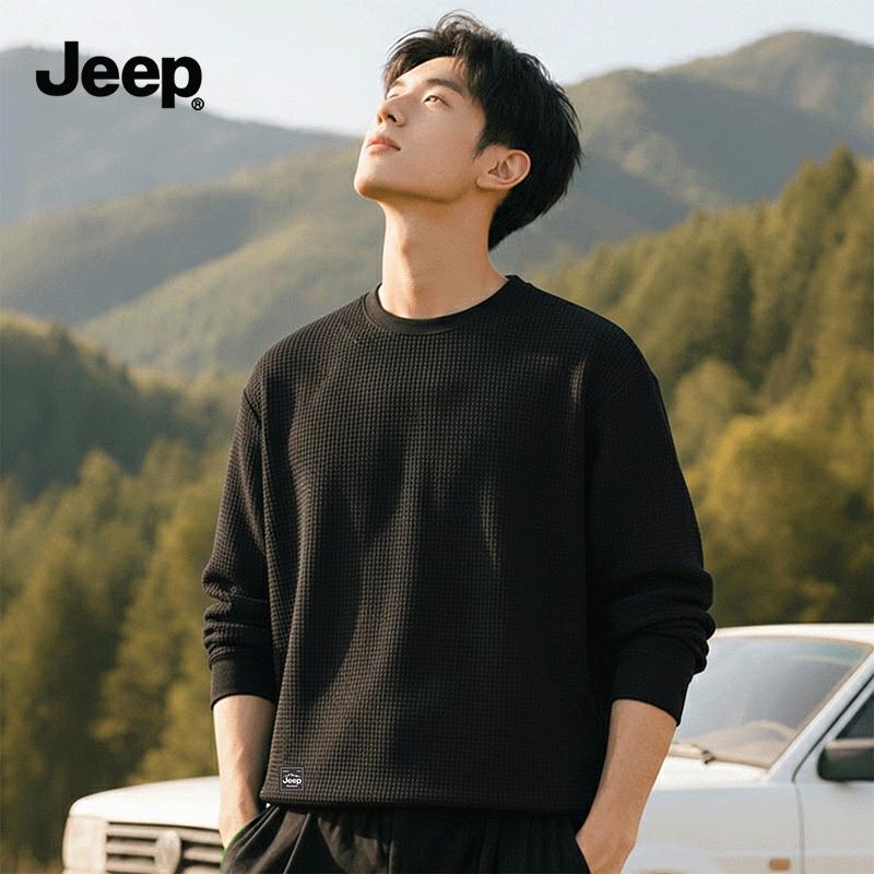 JEEP Men's 2026 Spring Waffle Knit Long-Sleeve T-Shirt