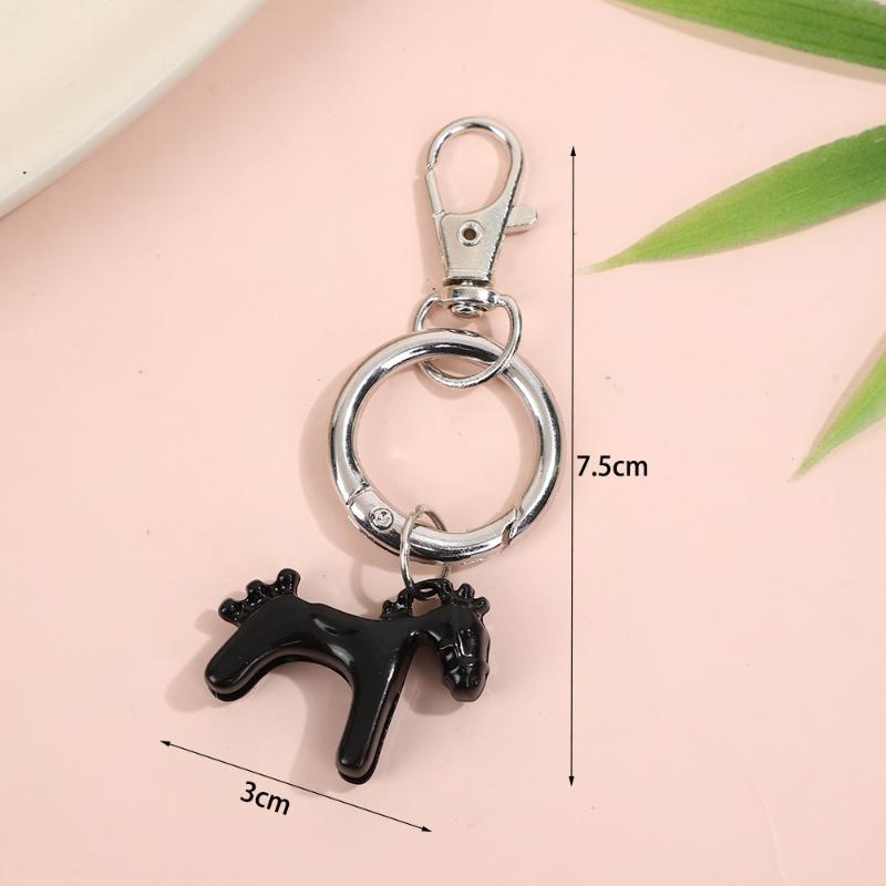 Creative Colorful Pony Keyring Fashion Simple Metal Keychain Backpack Pendant Versatile Key Hanging Decoration Accessories