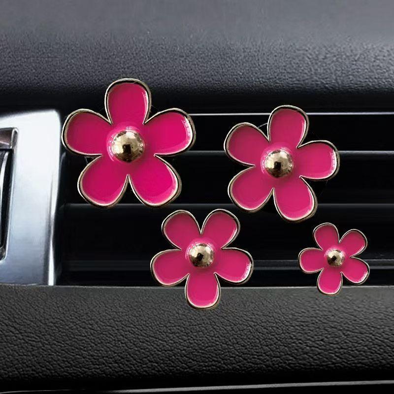 4pcs Small Car Air Outlet Perfume Decoration Clip Flower Daisy Design Car Interior Aromatherapy Fresheners Diffuser Access