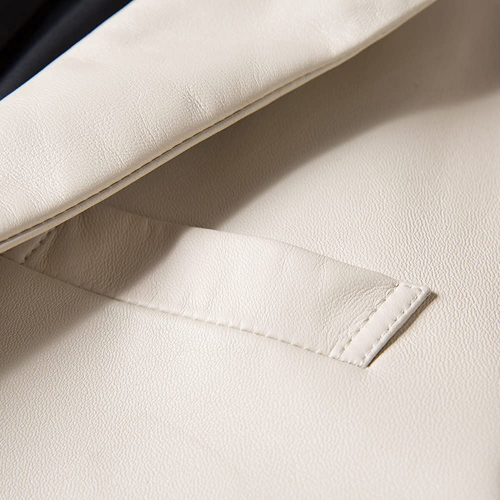 Leather Jacket Business Coat Leather Jacket Sheep Leather Genuine Leather Suit Coat Slim Fit Tailored Windproof Heat Retention Soft Spring Autumn