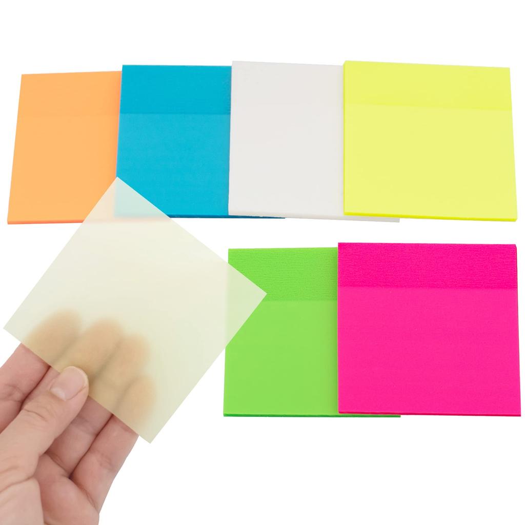 YUBX Transparent Sticky 6 50 Sheets X 6 Stylish Macaron for Document Annotations Notes, Colors, Booklets, Colors, Writable, Semi-Transparent,