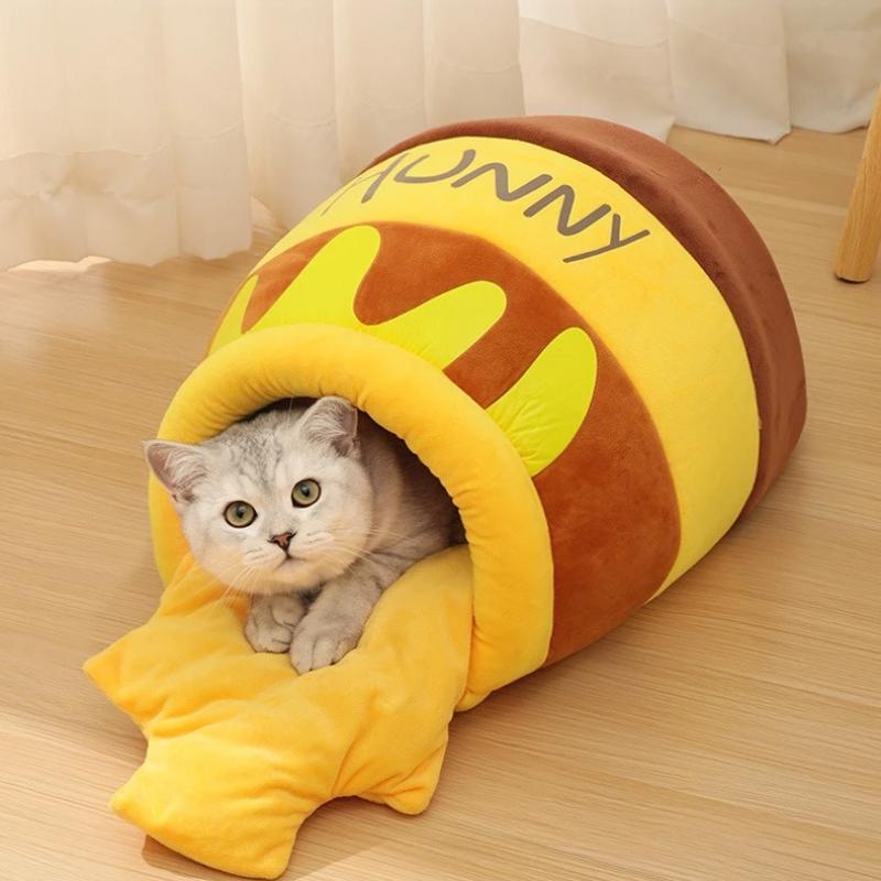 1Pc Cat Bed House Pet Accessories Four Seasons Plush Mat Cats Cushion Basket Honey Jar Shape Pets Product for Small Cat Dropshipping