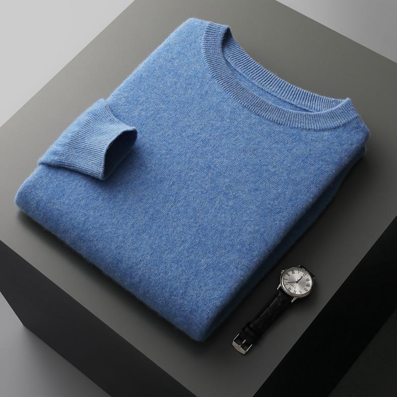 Men's Cashmere Sweater Qinghe Cashmere 30% Cashmere 70% Wool Men's Autumn and Winter Cashmere Pullover Soft and Warm