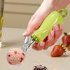 Ergonomic Ice Cream Scoop with Stainless Steel Spoon ,Green and White, Perfect for Scooping Soft Serve