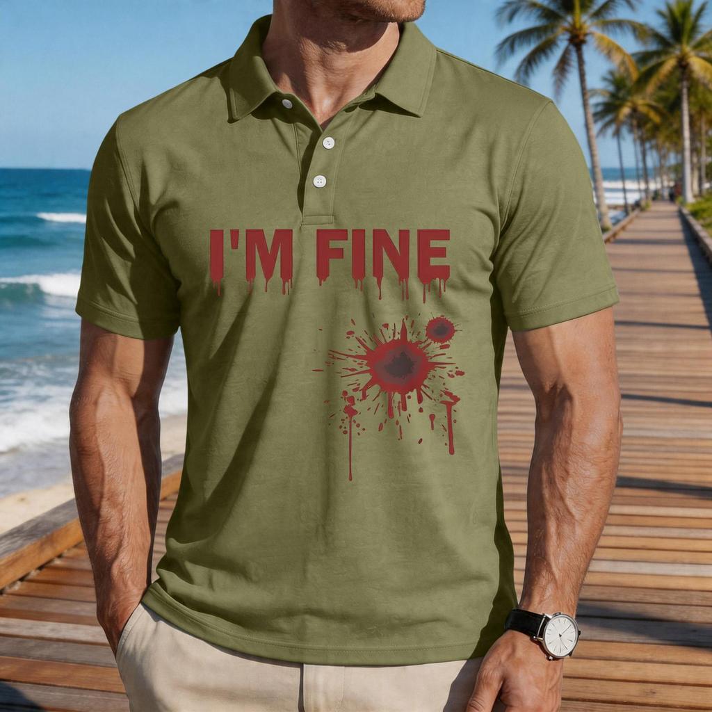 Men's Casual Short Sleeve Polo Shirt Loose Fit Halloween Graphic Print Lightweight Comfortable Top for Everyday Wear