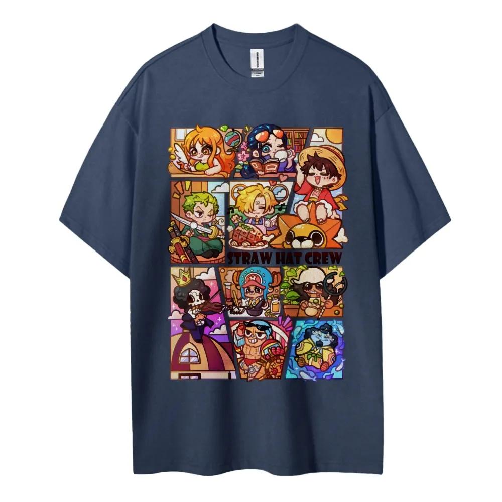 One Piece Cotton Unisex Round Neck Anime TShirt  Mens and Womens Summer New Fashion Breathable Unisex Round Neck TShirt