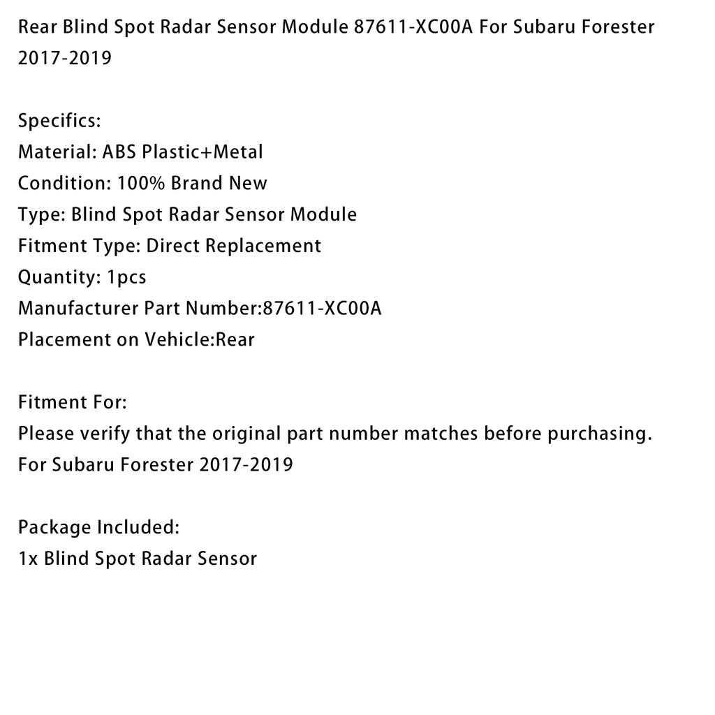 Rear Blind Spot Radar Sensor Module 87611-XC00A For Subaru Forester 2017-2019