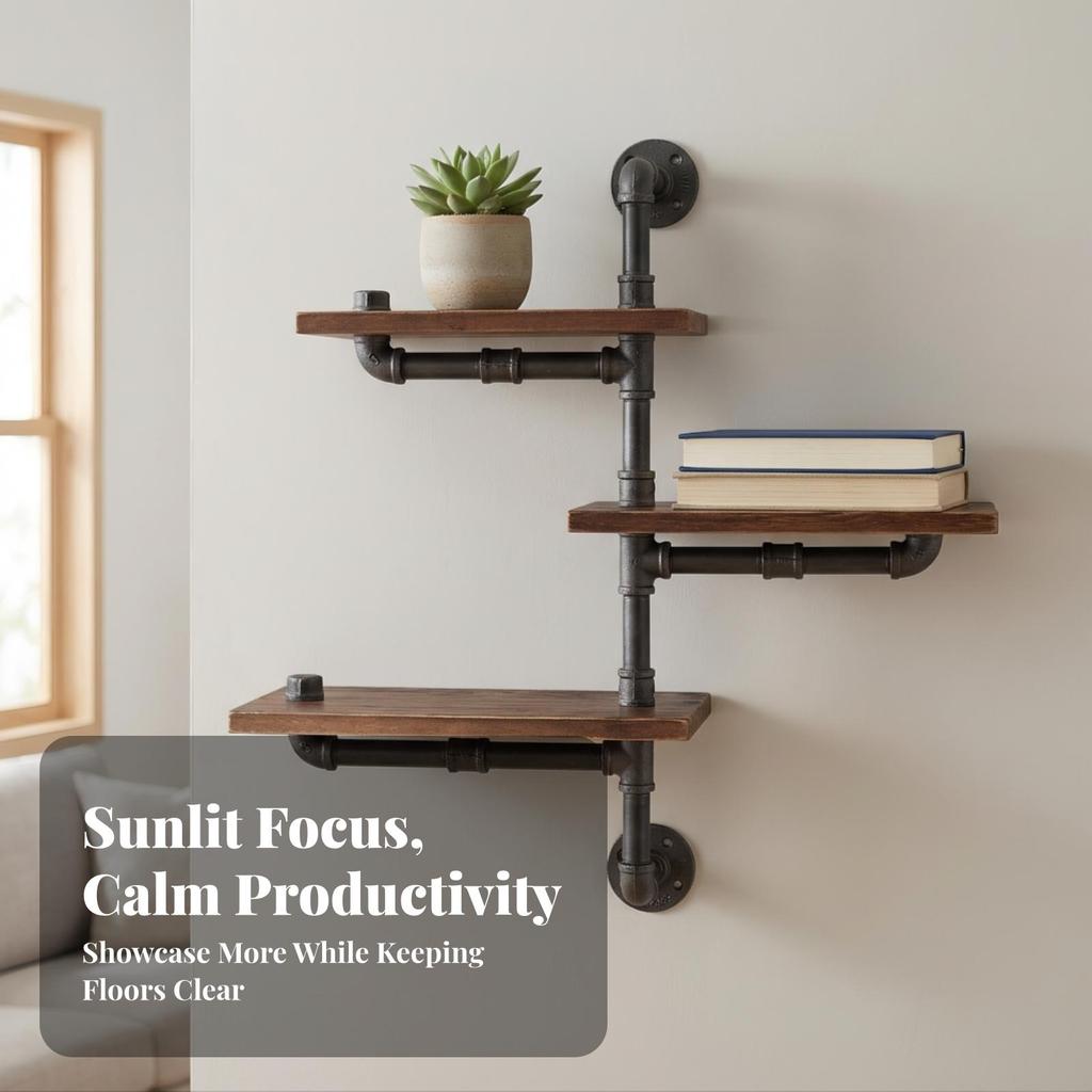 Multi-Functional Industrial Shelf Vintage, Wall-Mounted Shelving Unit, for Cafe