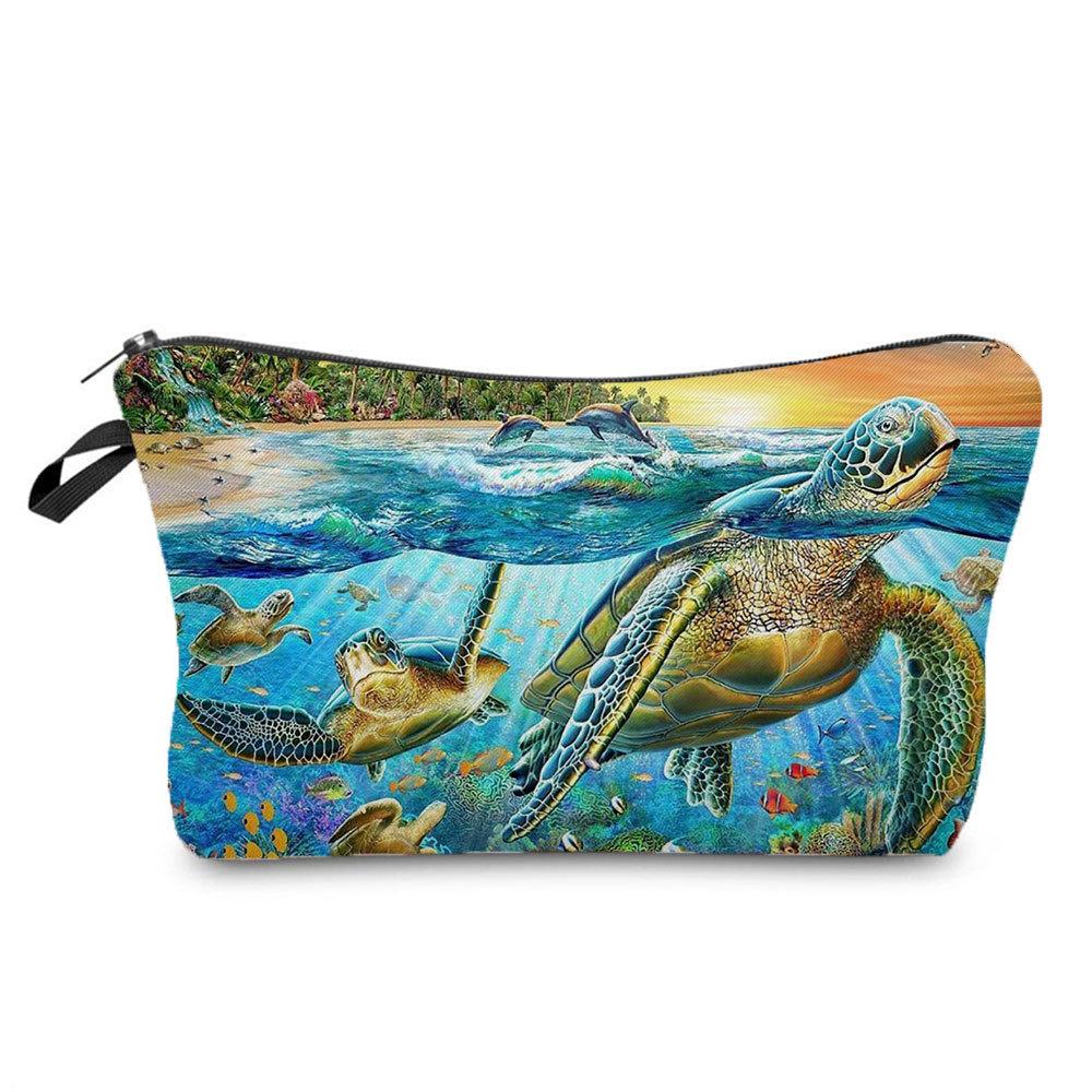 Women Marine life Print Cosmetic Bag Toiletries Organize Travel Storage Case 6862