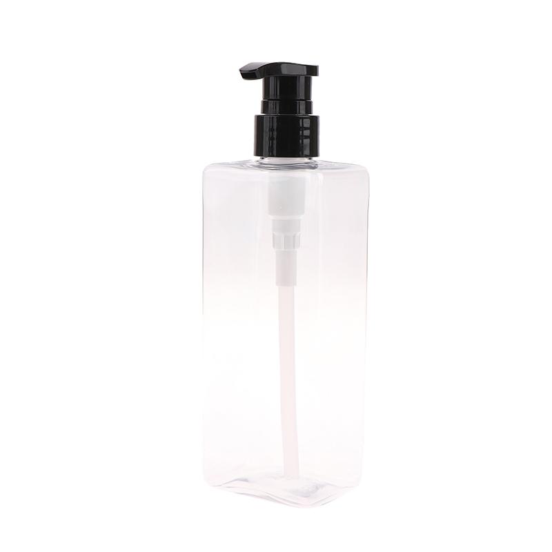 500ml Square PET Plastic Pump Bottles, Refillable and Durable – for Body Lotion, Shower Gel, Shampoo, and Liquid Soap