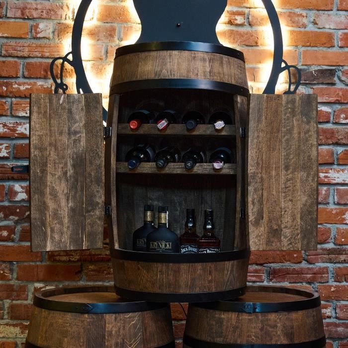 Casier à vin - Creative Cooper - Tonneau en bois - 80x50 cm - Finition wengé - Style vintage