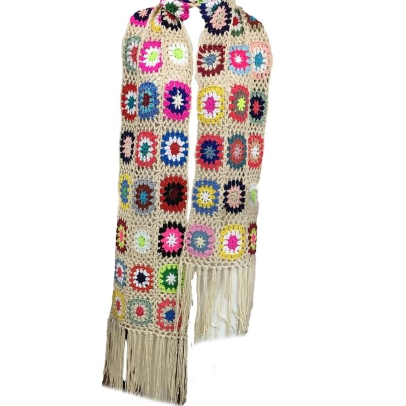 

Woman Knit Floral Pattern Crochet Scarves for Ladies Autumn Travel Neck Cool Skin-Friendly Scarves Hot Weather Supplies 1