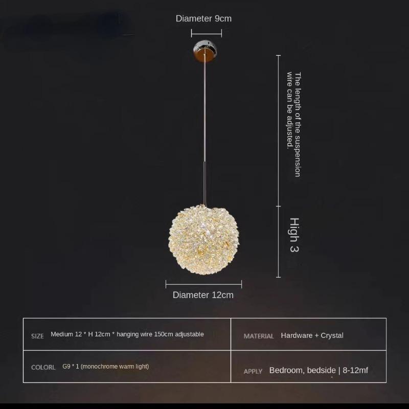 Warm Romantic Light and Luxurious Bedside Lamp Modern Style High-grade Crystal Chandelier Long-line Bedroom Corridor Lamp