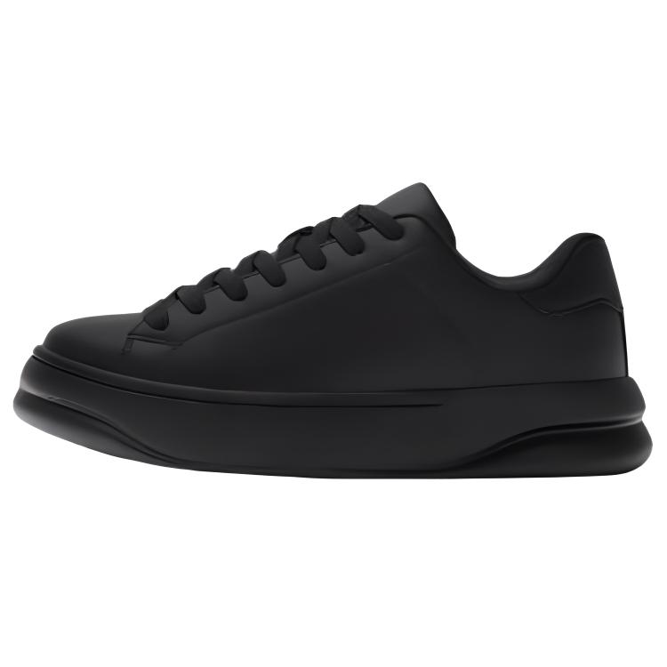 Zara Pu Round Toe Thick Sole Low Top Sneakers Men Sneakers Black 12255420800