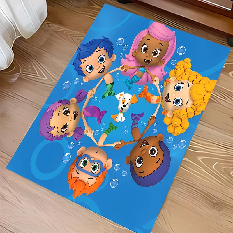 1pc Bubble Guppies Print Area Rug - Soft,Washable Non-Slip Indoor Mat for Office Chairs,Living Room,Home Office Decorative Rug