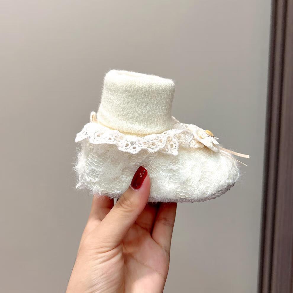 Autumn Winter Warm Velvet Baby Shoes: Anti-Drop Cotton Socks for 0-1 Year Old Girls (3-12 Months)