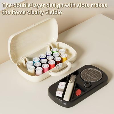 Kit da Cucito Portatile 16 Colori Fili Aghi Forbici Ditale Metro Infilaaghi Set Materiali per Cucito in Scatola per Viaggio Riparazioni a Casa Progetti Creativi