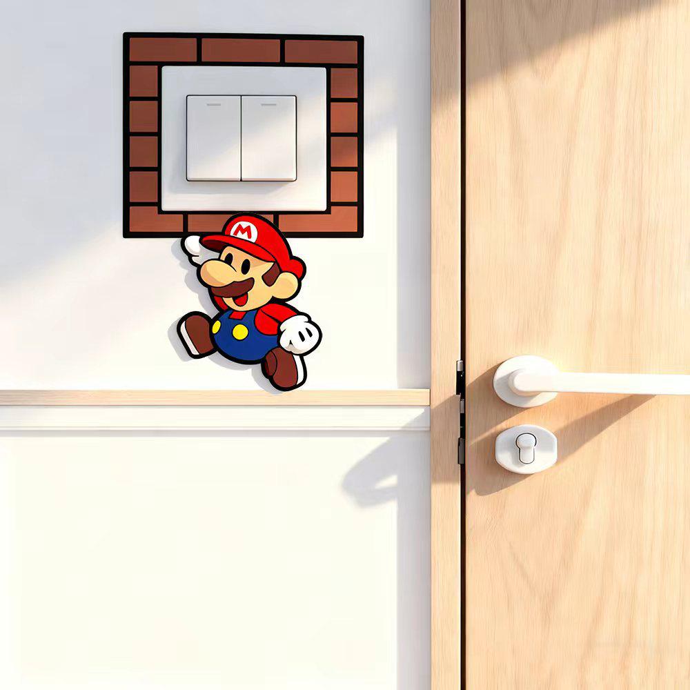 Mario Decorative Cartoon Wall Sticker - Socket Cover & Dirt Protection