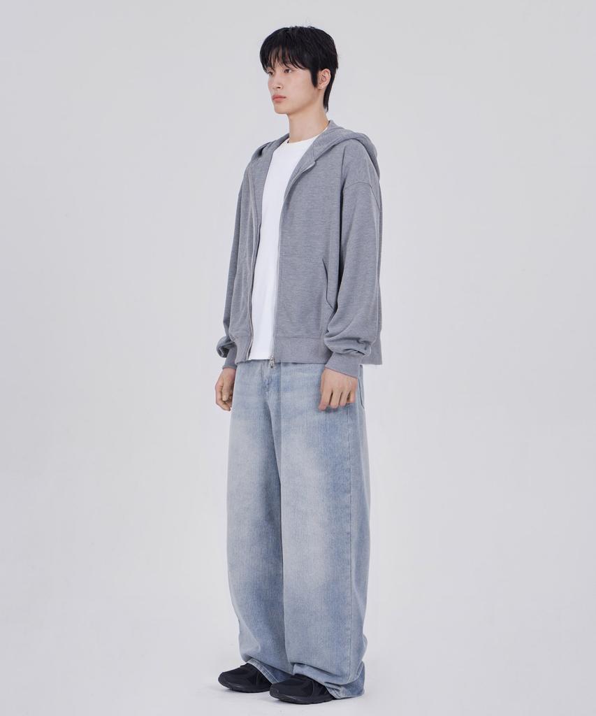 Glw Waffle Crop Zip-Up Hoodie Knit Gray