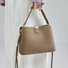 Womens Genuine Leather Shoulder Bag Medium Size Water Bucket Style Crossbody Urban Minimalist Design