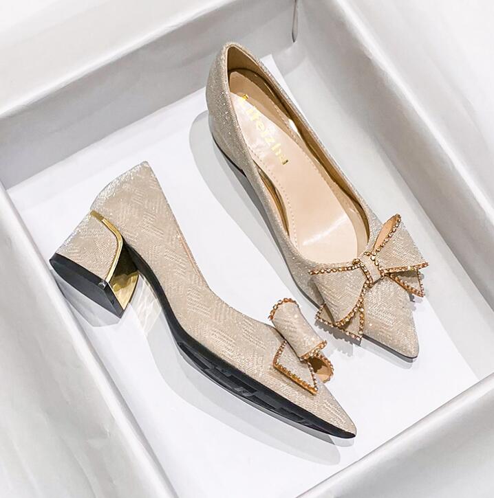Designer Woman Shoes Crystal Pumps Low Heeled Party Bride Wedding Shoes Female Sequin Loafers Ladies Dress High Heels