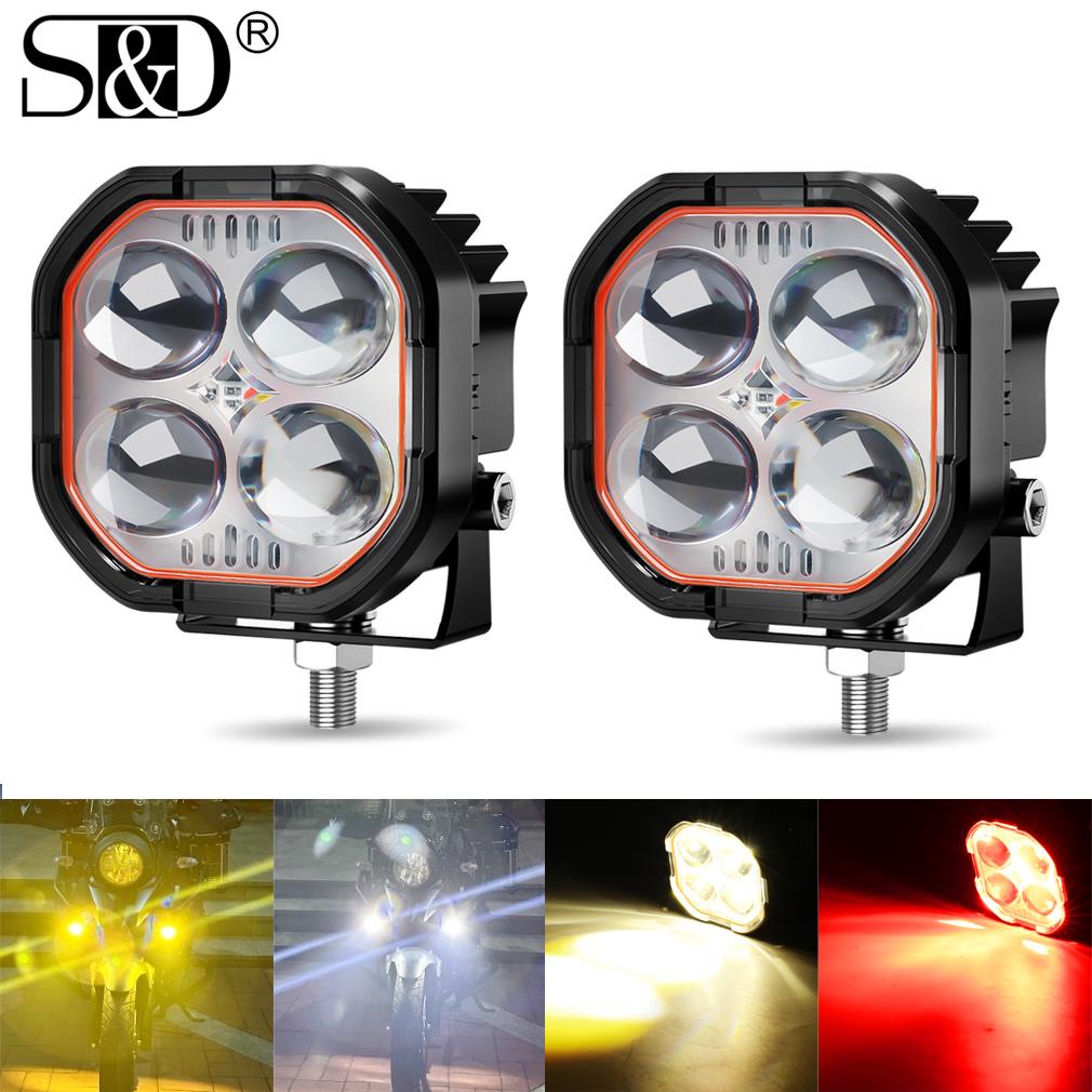 1ks/2ks 3palcová DRL přídavná světla Motocyklový LED světlomet Laserová projektorová čočka Světlomet Blikač Moto Mlhové světlo Pracovní světla do auta Dálkové/potkávací světlo
