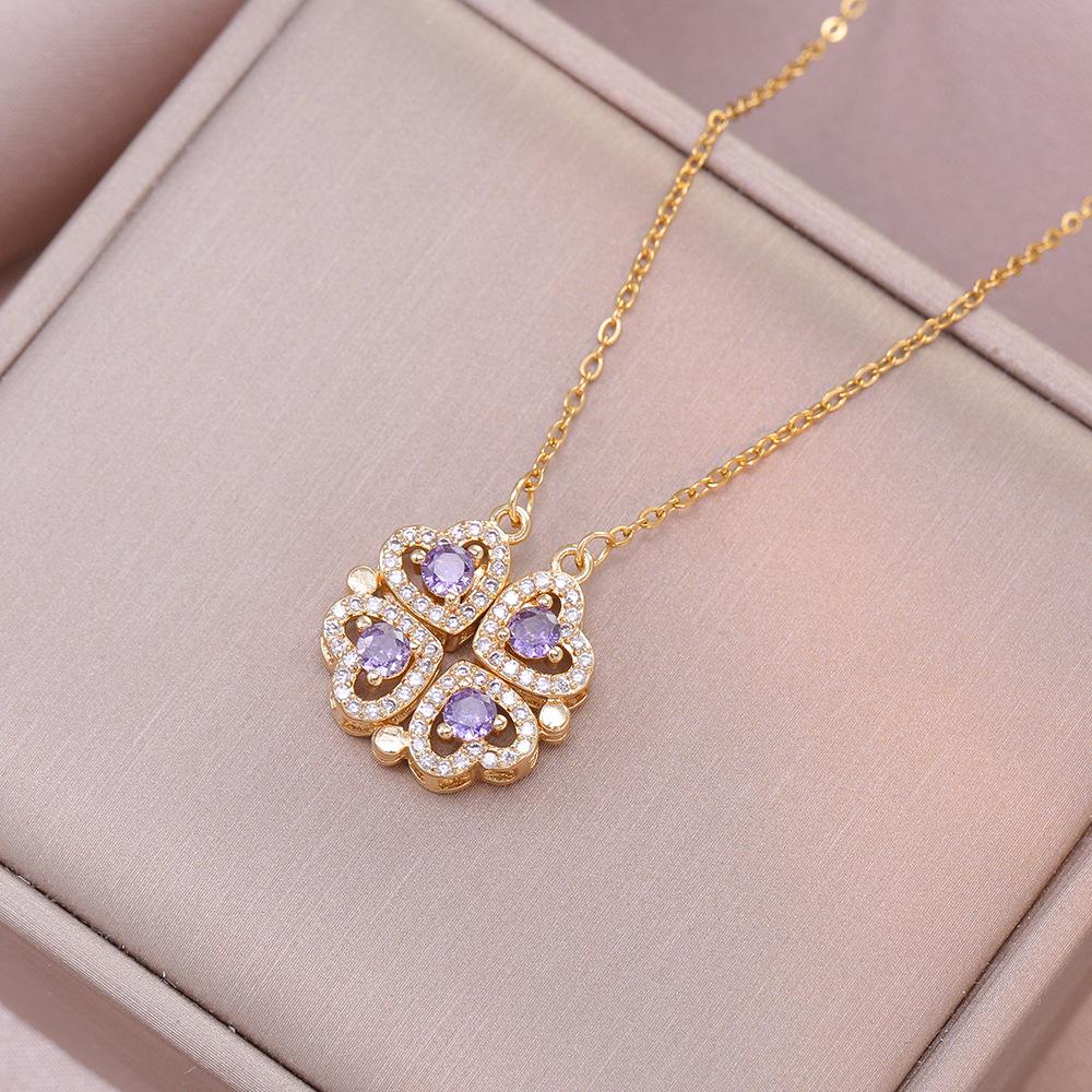 Heart-to-Heart Openable Four-Leaf Clover Necklace - High-End Light Luxury Clavicle Chain