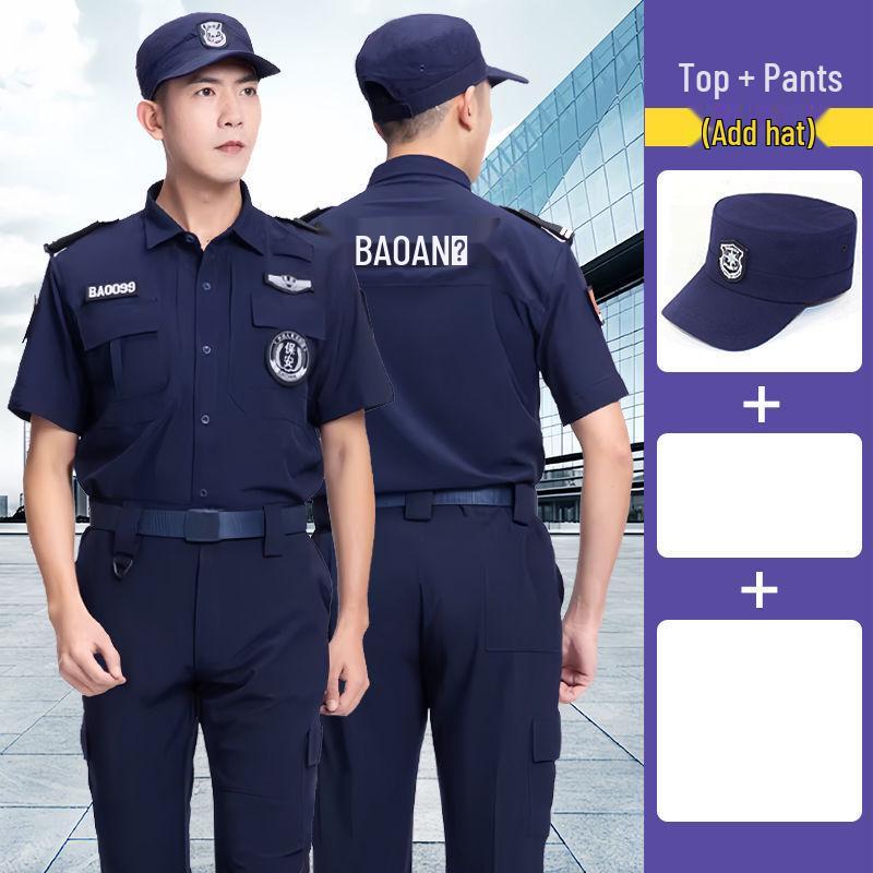 Blue Security Uniform Set: Quick-Drying, Long-Sleeved Top & Plus Velvet Jacket for Spring and Autumn
