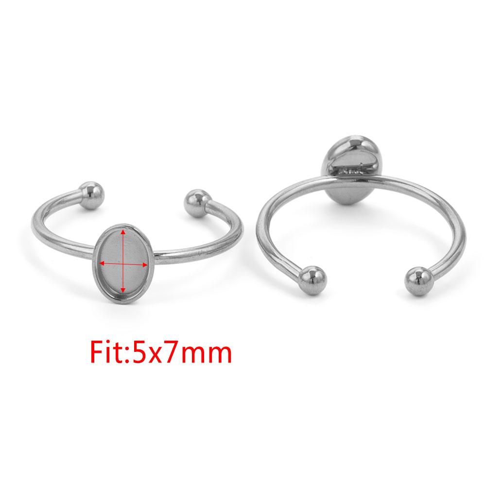 10 Stück Verstellbare Edelstahl Offene Ringfassungen Leere Basis Fassung Cabochon Ringe Für Schmuckherstellung DIY Fingerring Leere