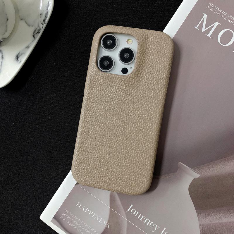 Half-wrapped Lychee Pattern, Suitable for Apple 15promax Phone Case, IPhone14 Anti-drop 13 Creative Women's Leather Case