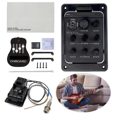 201/301 Acoustic Guitar Pickup EQ Tuner Piezo Pickup Acoustic Guitar Preamp 4-Band Equalizer Onboard Preamps for Fishman Presys