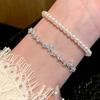 Cubic Zirconia Flower Bracelet, Adjustable Pull-Out Design Bracelet, Slim Lightweight Fit Wristband Jewelry Gift