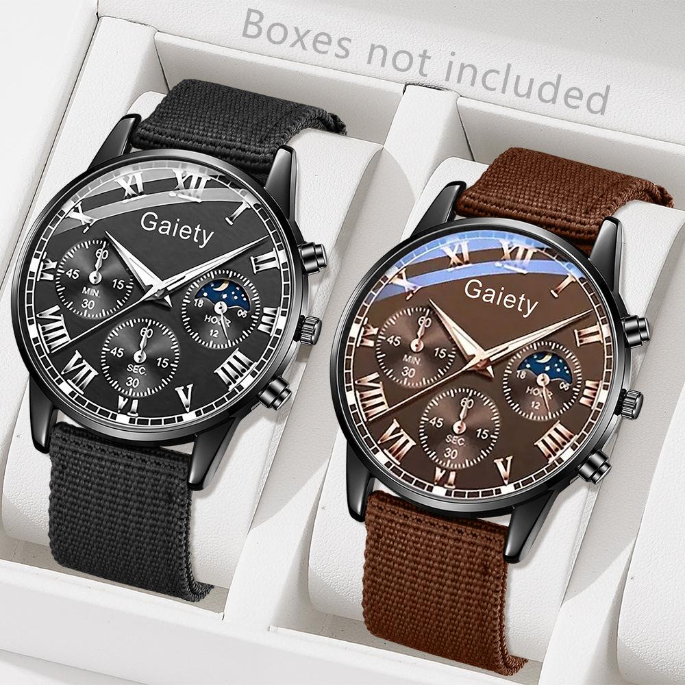 Men's Watch Casual Business Glass Quartz Watch Three-eye Calendar Fully Automatic Movement Watch Watch Large Dial Luminous
