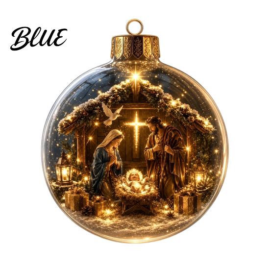 Warm White Christmas Tree Decorations Glowing Decorative Ball Lighted Ornament with Festive Scene LED Modern Hanging Lights Decor String Glow Home