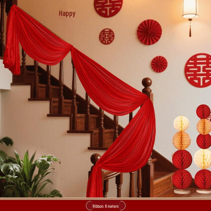 Large Red Hydrangea Wedding Decoration Set for Stairs and Rooms