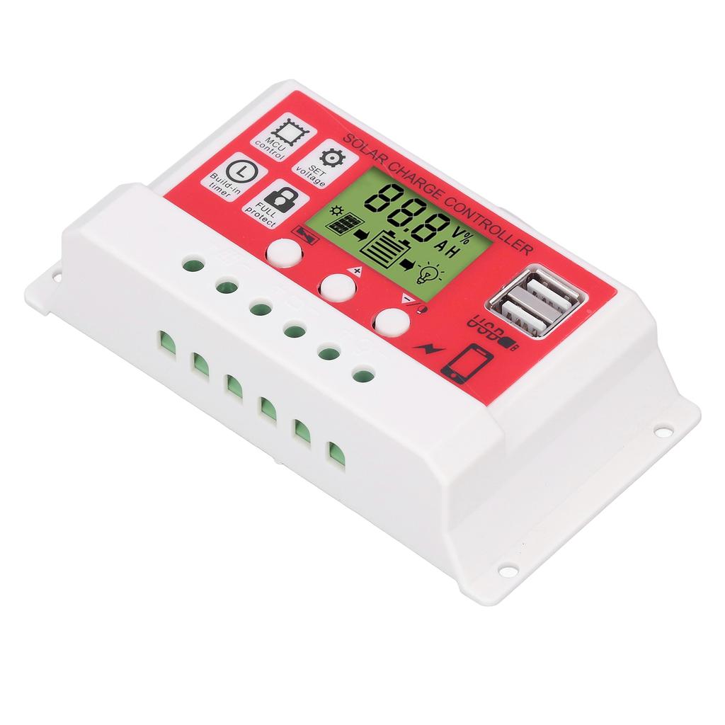 Solar Charge Controller PWM Lithium Battery Photovoltaic Charge Regulator LCD Display 12V24V20A