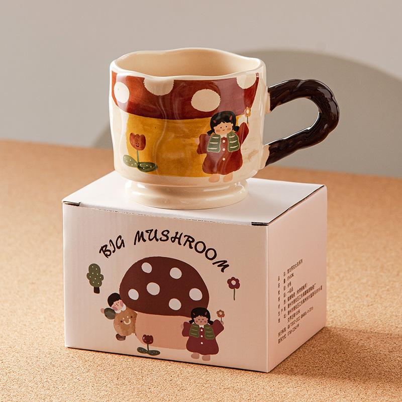 Retro Cute Boy and Girl Ceramic Mug Home Drinking Buffalo Milk Breakfast Cartoon Cup Creative High Appearance