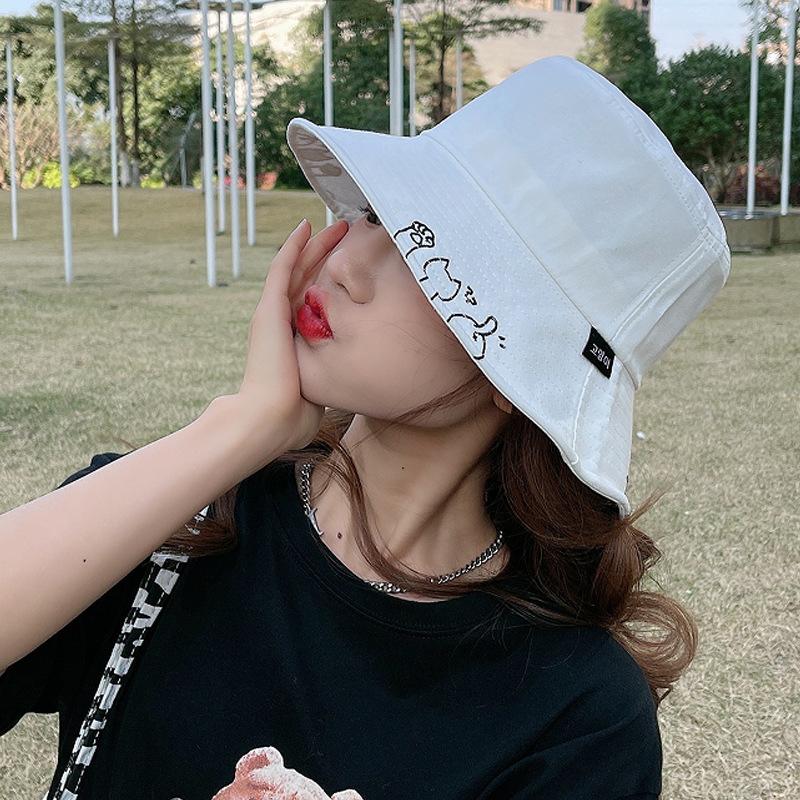Hat Female Summer Versatile Internet Celebrity Bucket Hat Female Cute Cat Big Edge Sunshade Sunscreen Soft Girl Tide